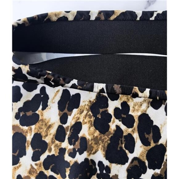 Women's Satin High Waist A Line Midi Skirt Leopard3 - Picture 3 of 5